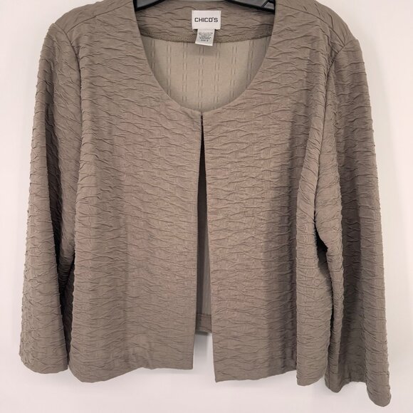 Chicos 2 beige Textured Open Front jacket shrug Size large womens - Picture 4 of 9